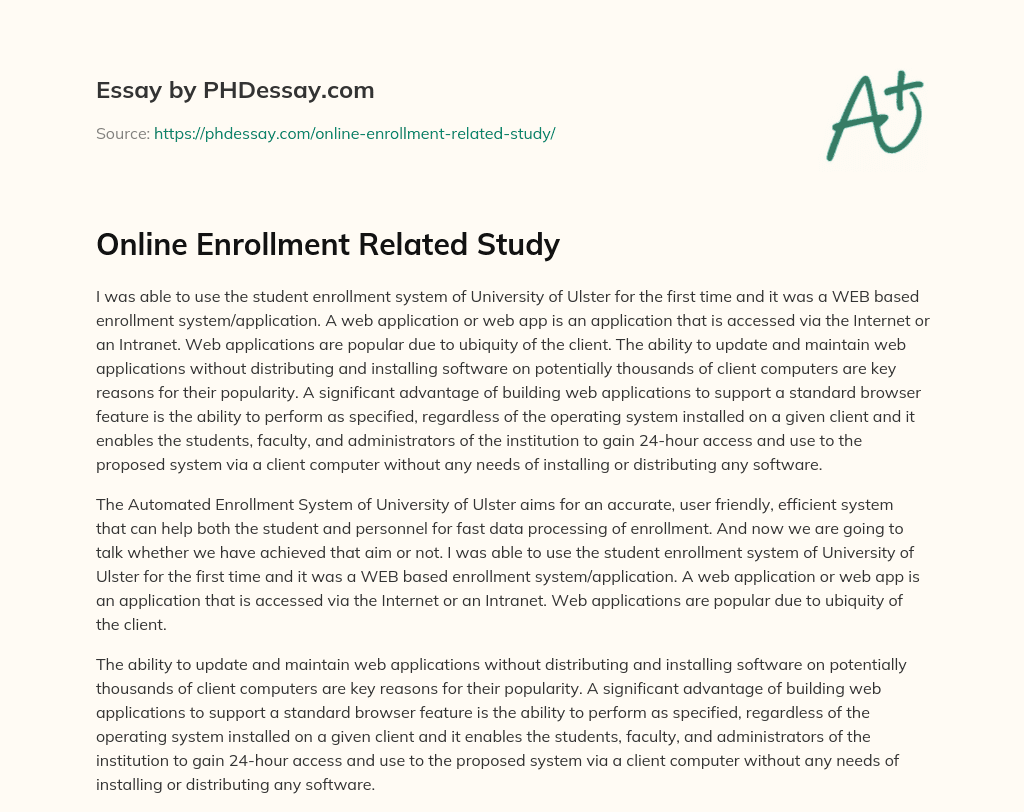 Online Enrollment Related Study essay