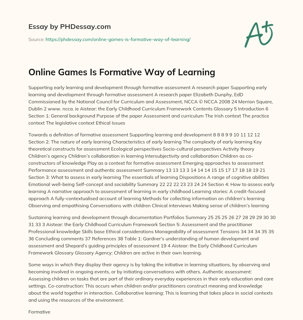 Online Games Is Formative Way of Learning essay