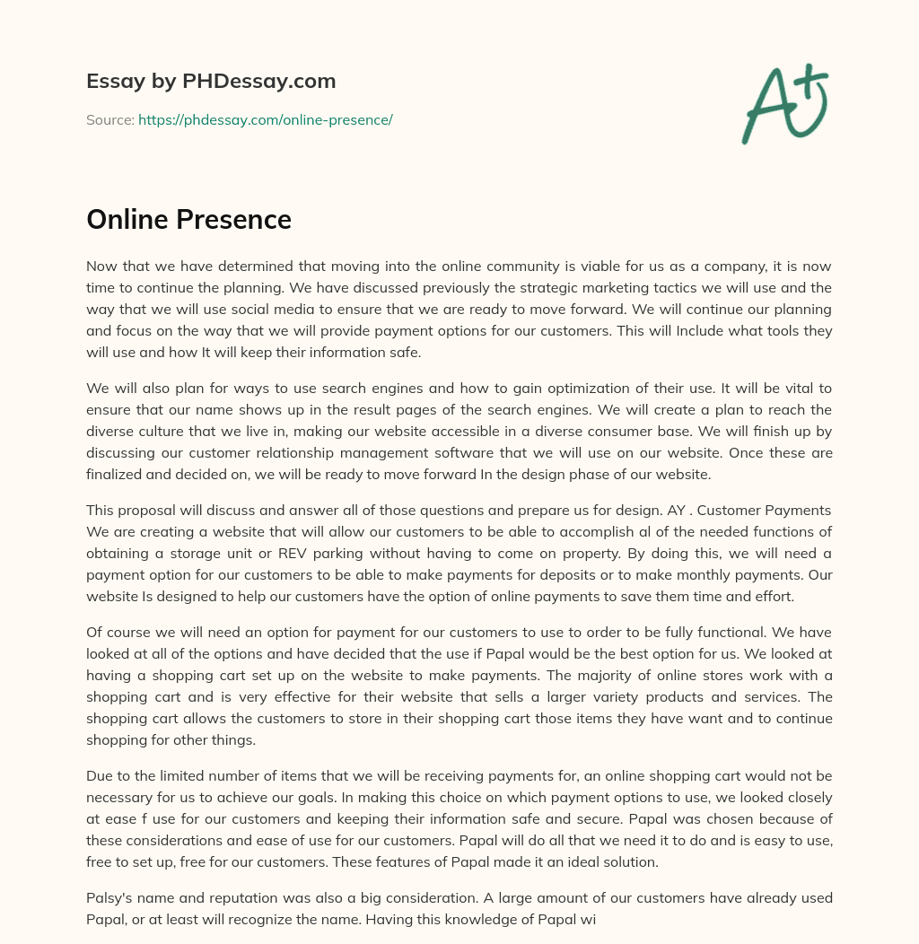 Online Presence essay