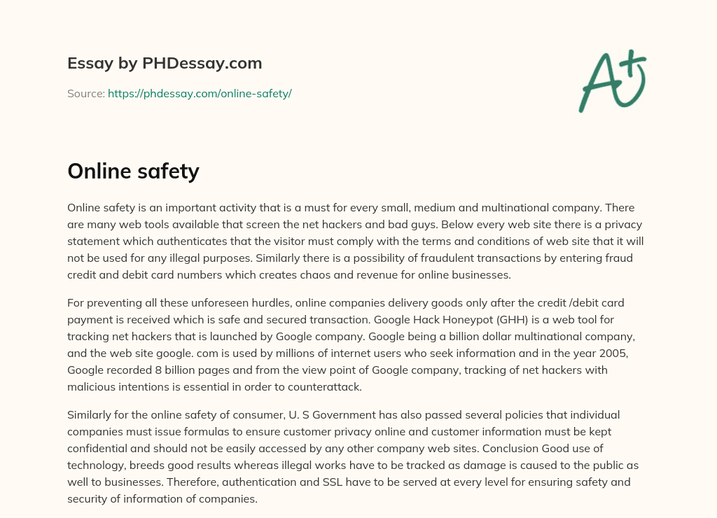 online safety essay in english