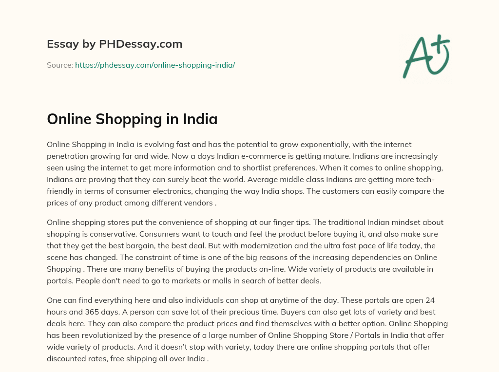 Online Shopping in India essay