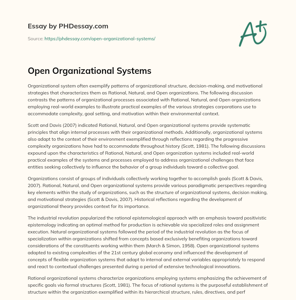 Open Organizational Systems essay