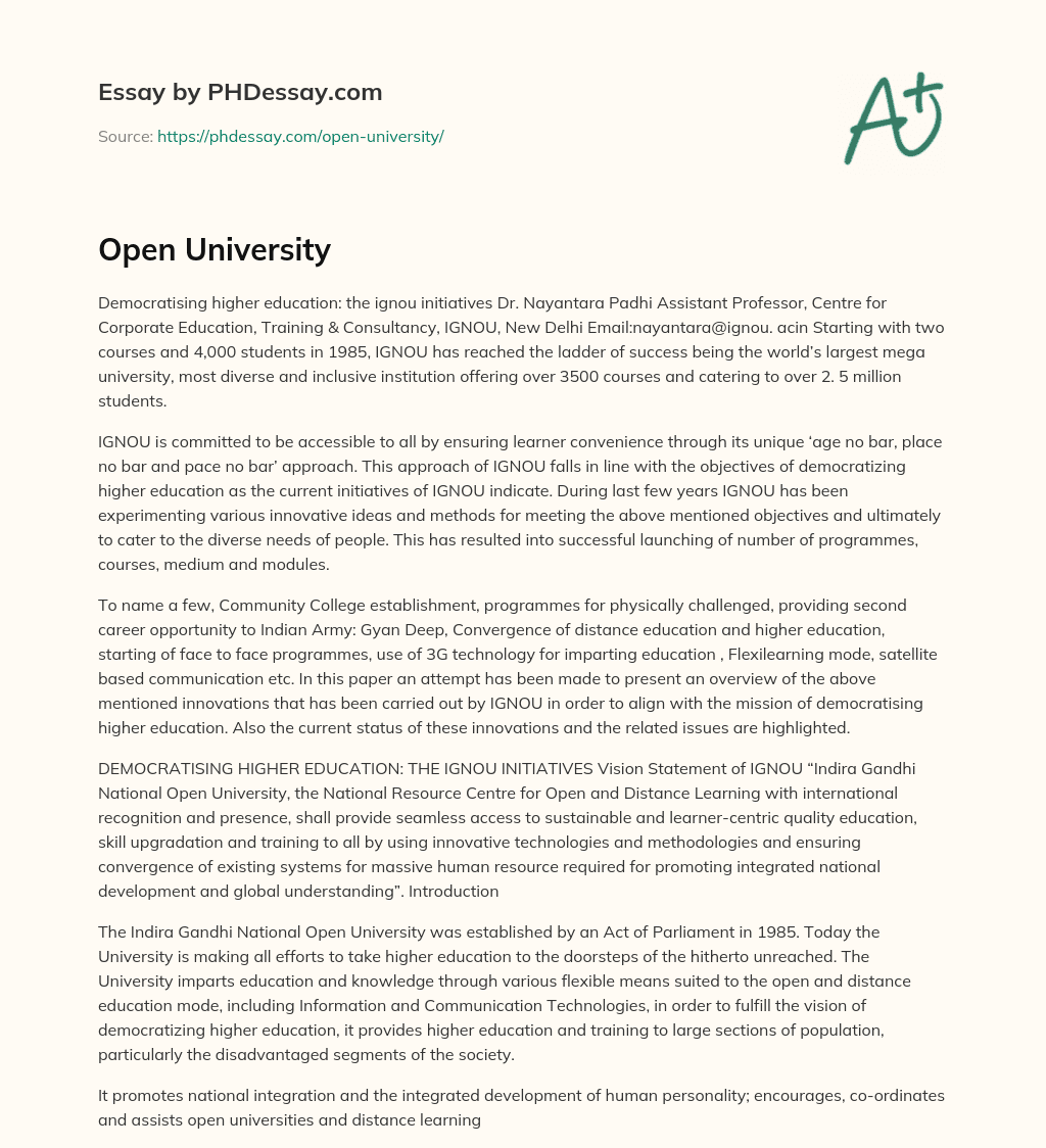 Open University essay