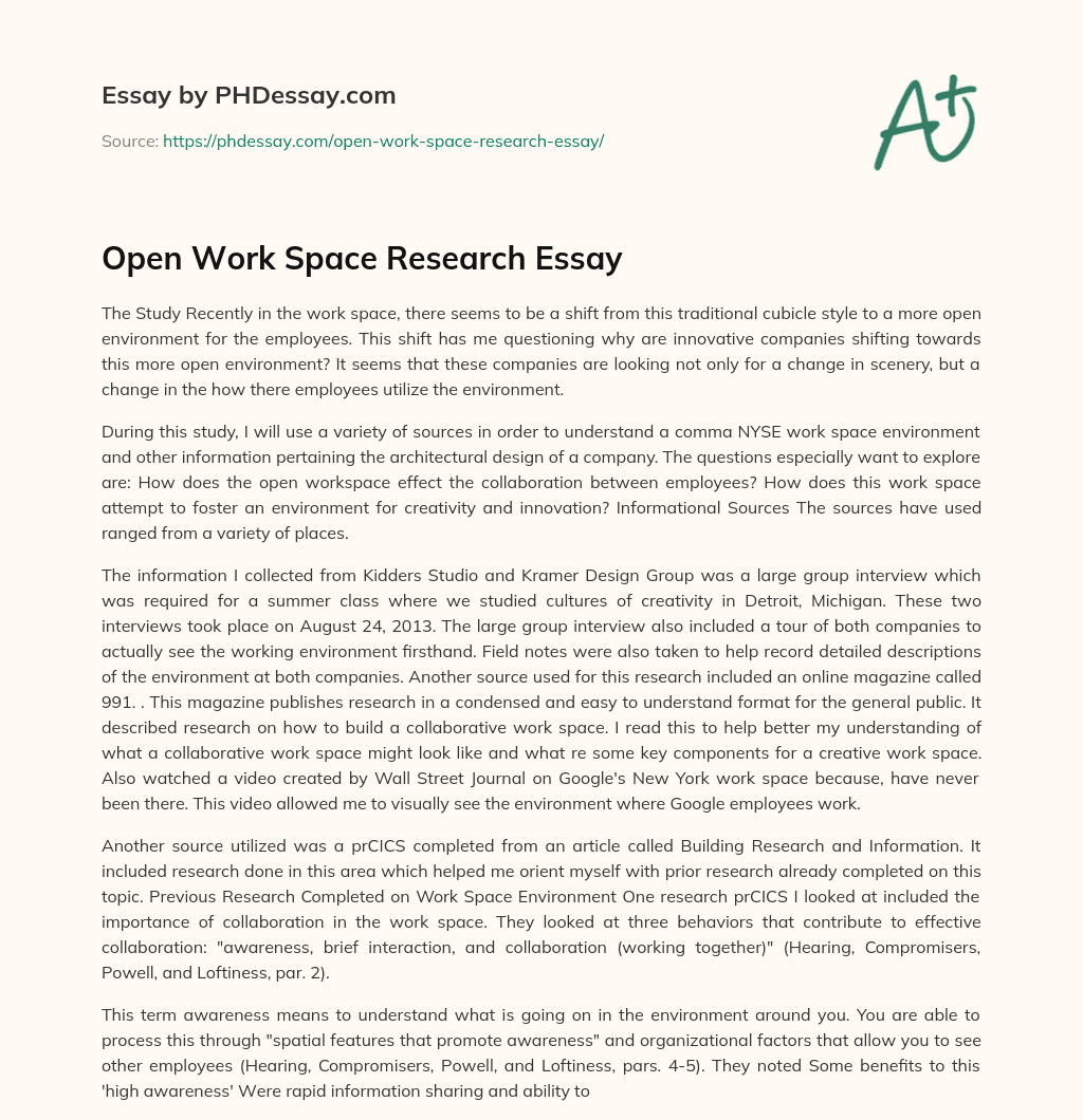 Open Work Space Research Essay essay