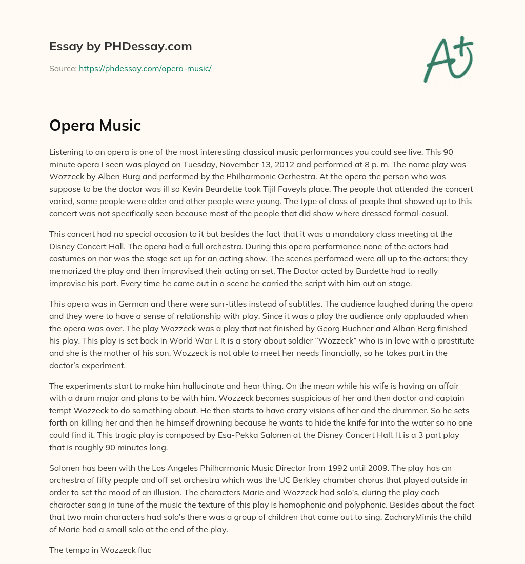 short essay on opera house