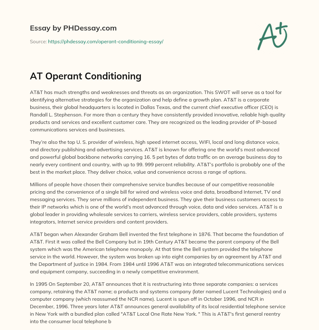 AT Operant Conditioning essay