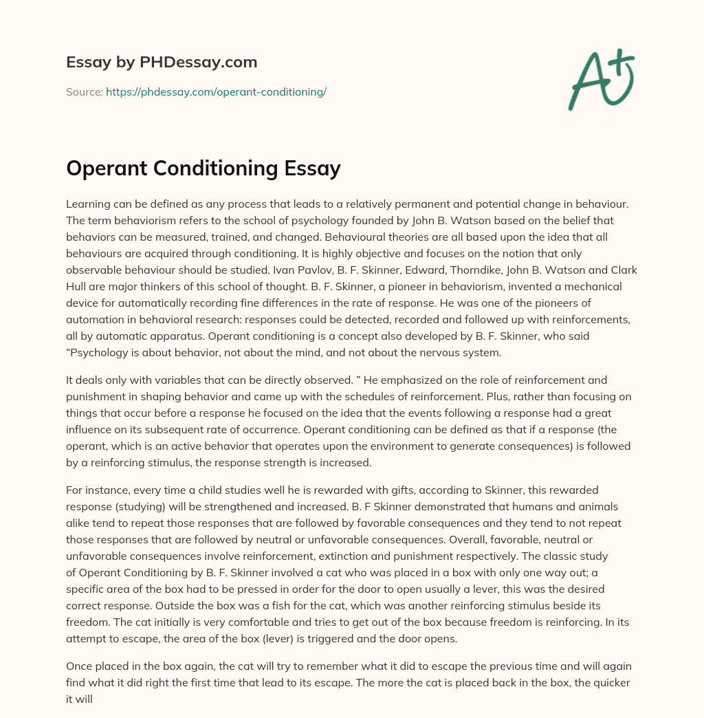Operant Conditioning Essay essay