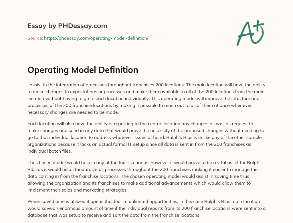 Operating Model Definition essay