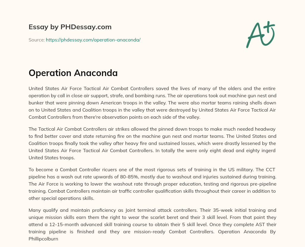 analytical essay on operation anaconda