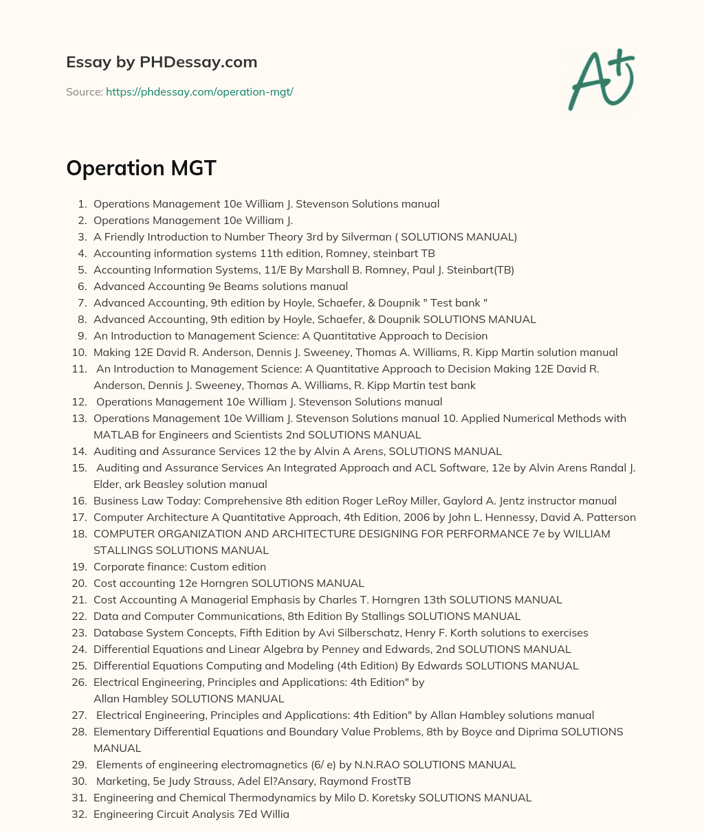 Operation MGT essay