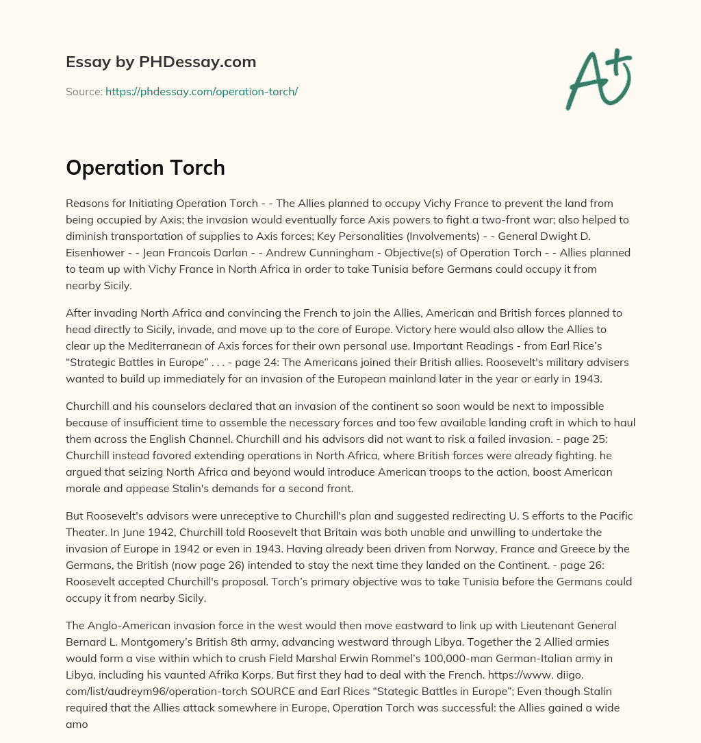 Operation Torch essay