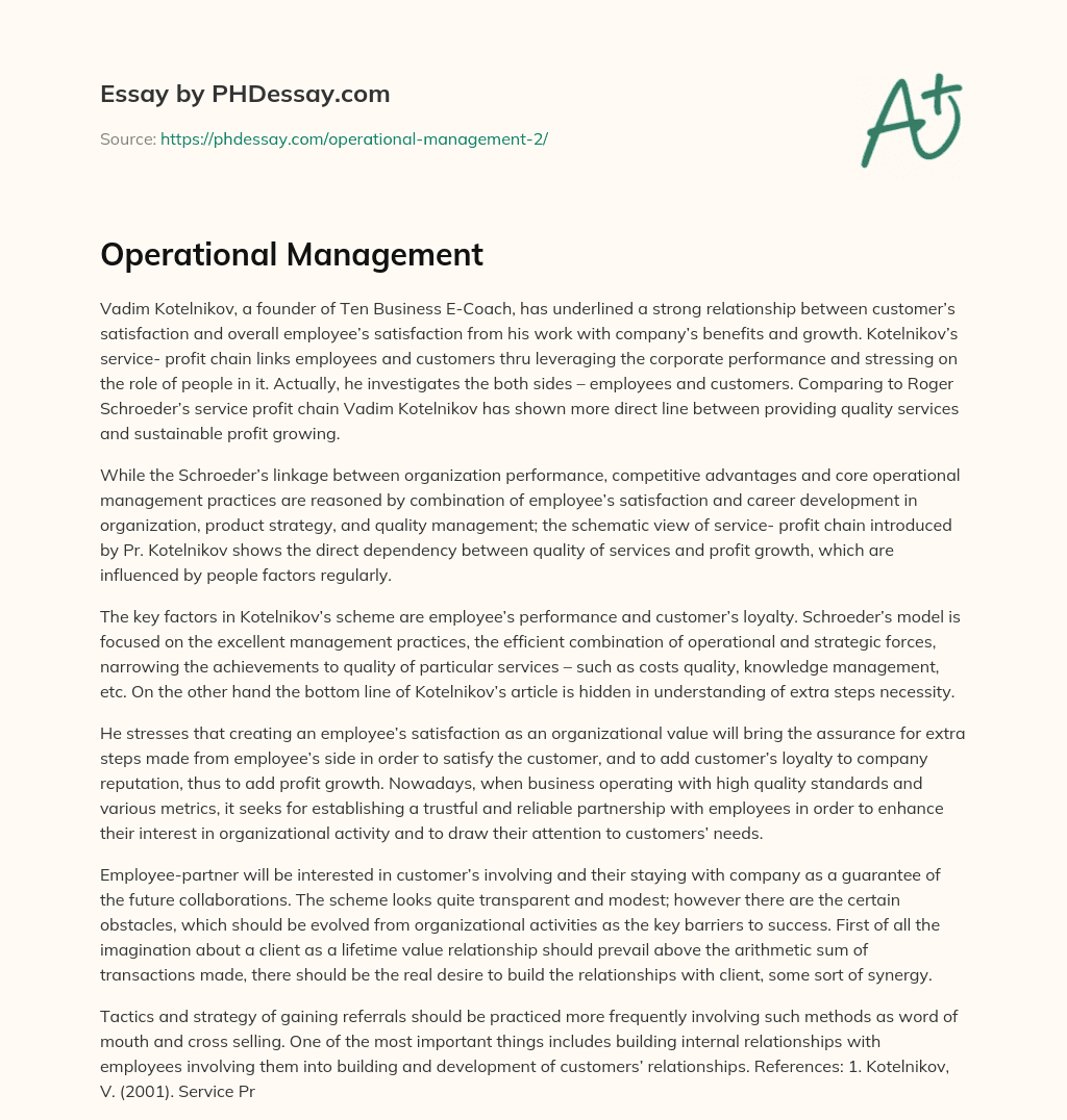 Operational Management essay