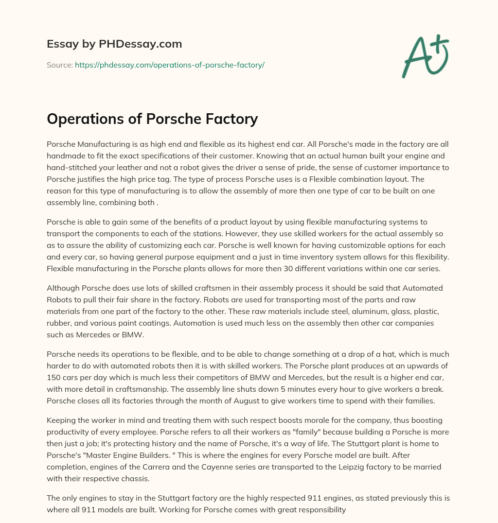 Operations of Porsche Factory essay
