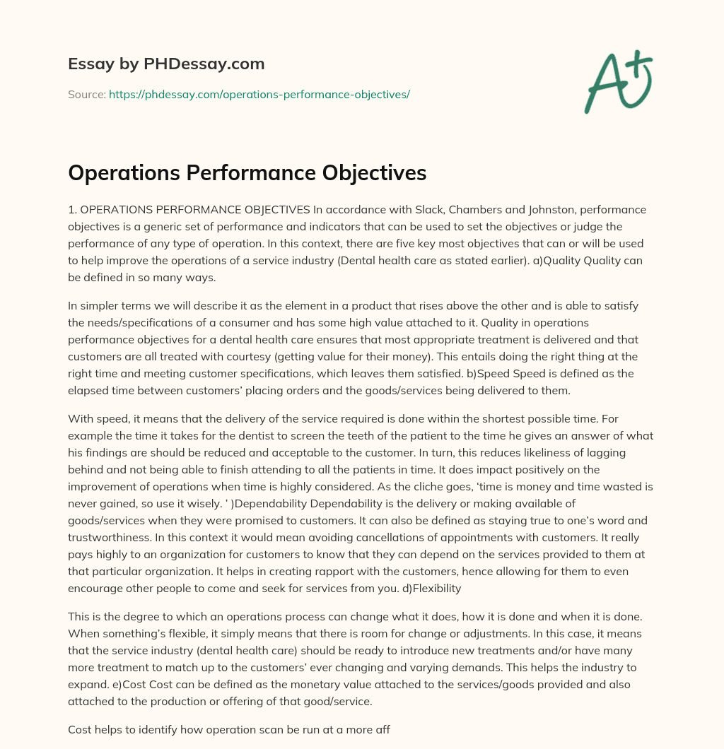 operations-performance-objectives-600-words-phdessay