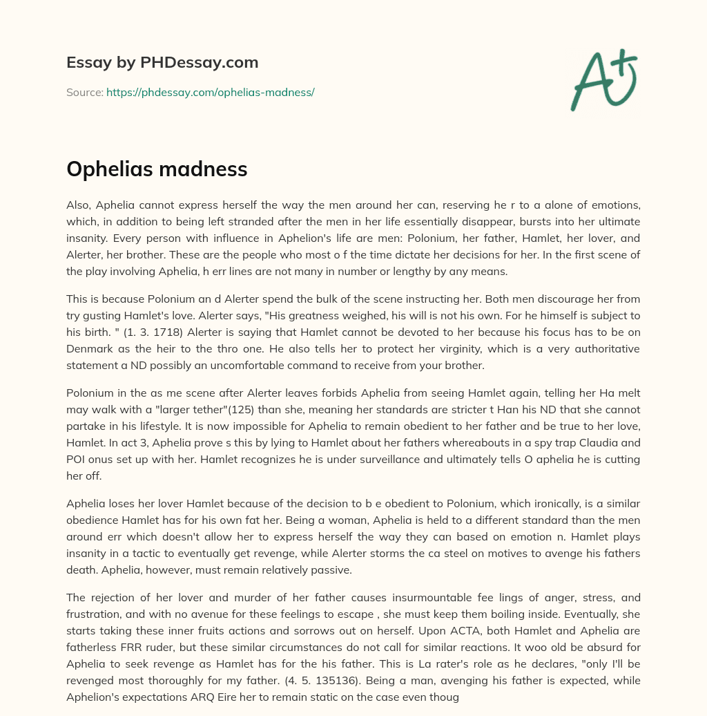 Ophelias madness essay