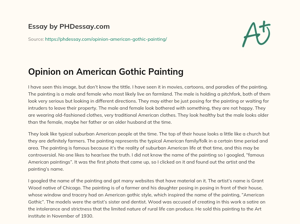 Opinion on American Gothic Painting essay