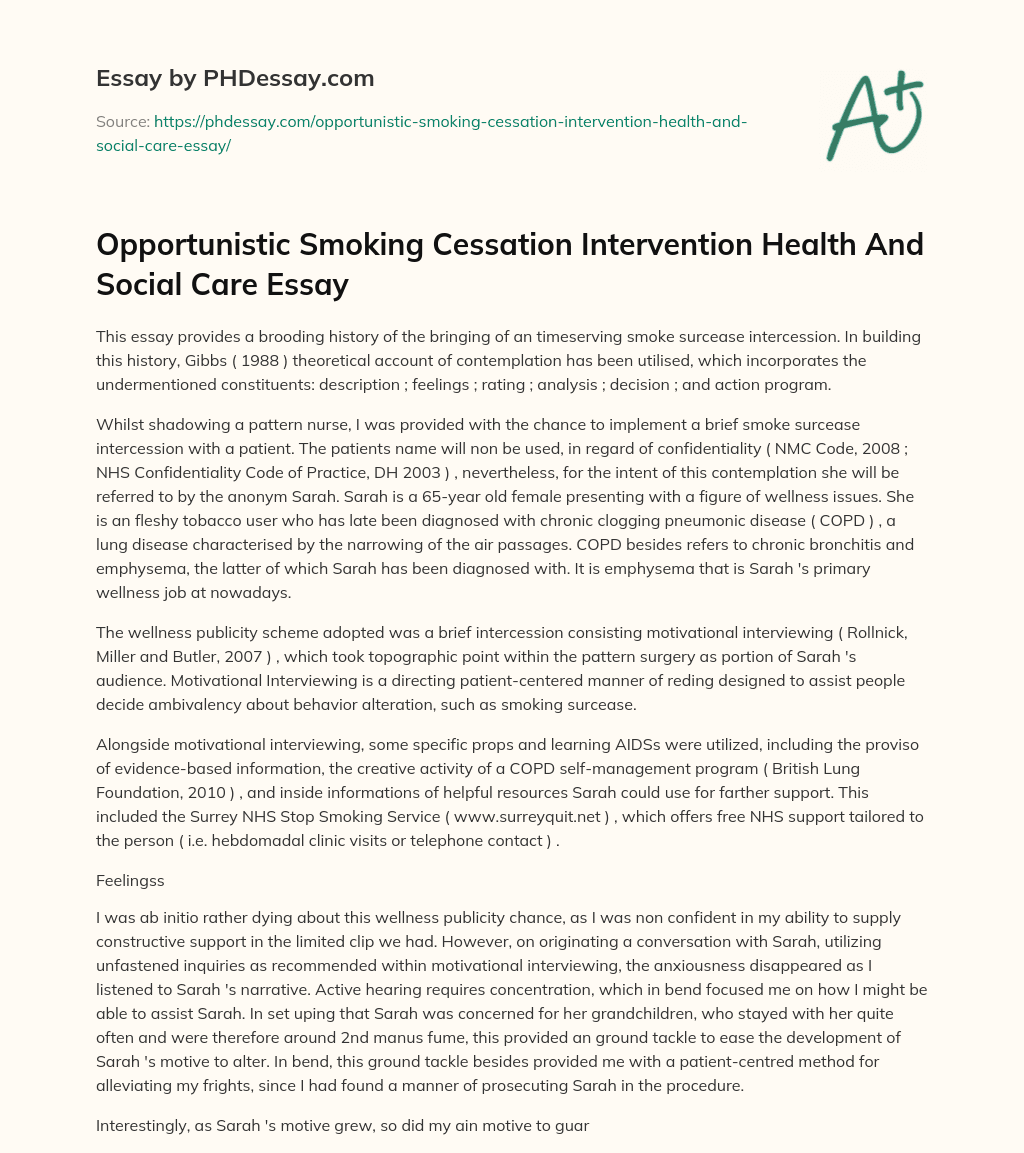 smoking cessation essay