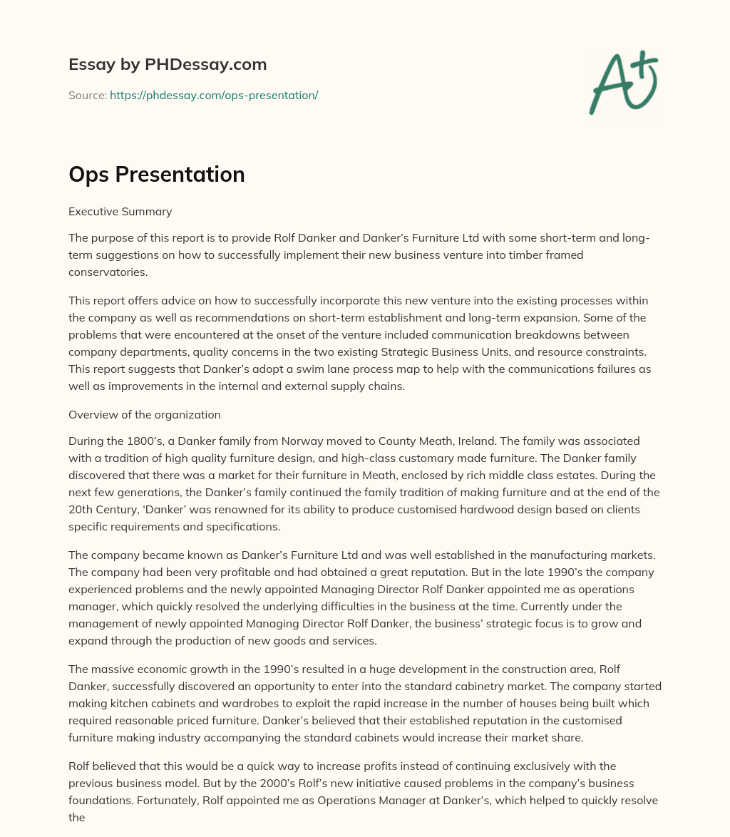 Ops Presentation essay