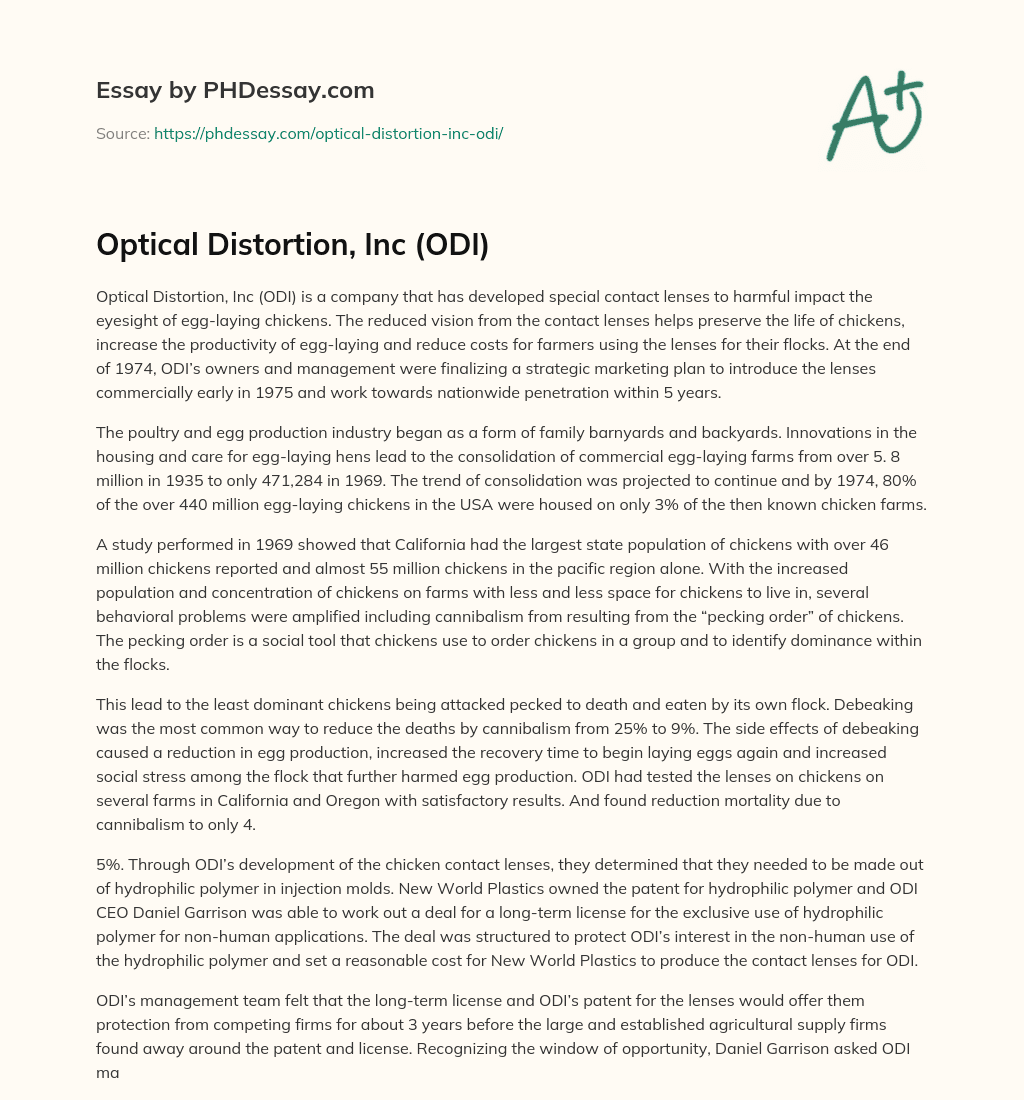 Optical Distortion, Inc (ODI)