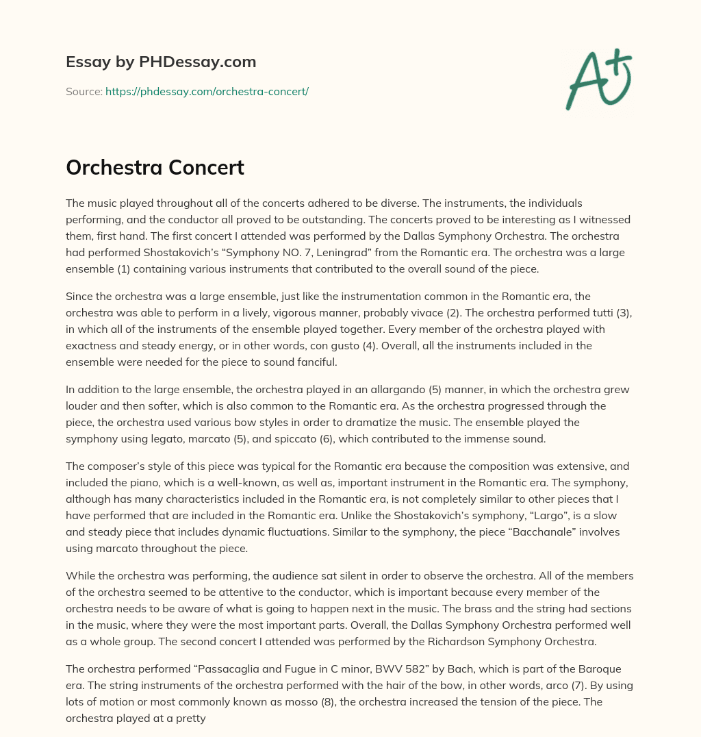 Orchestra Concert essay