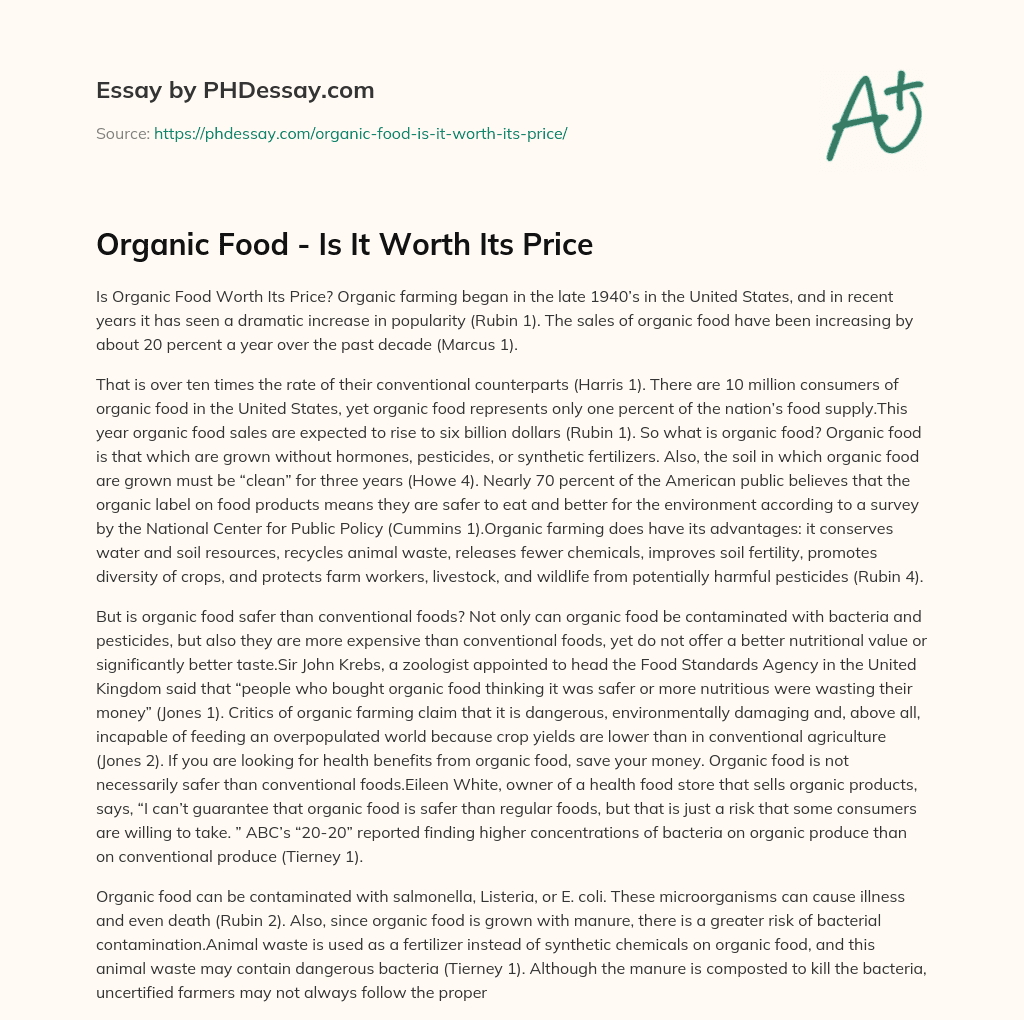 are organic foods worthwhile essay