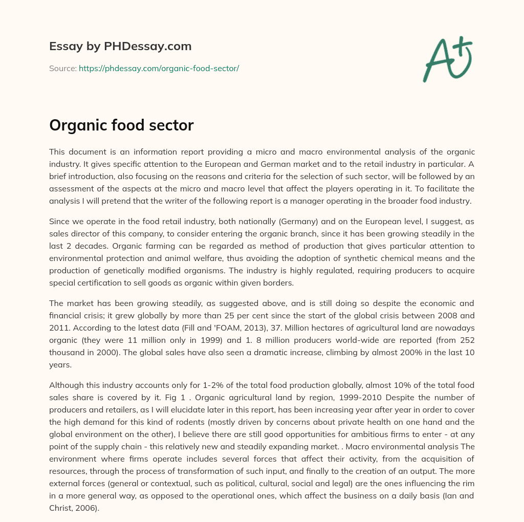 Organic food sector essay