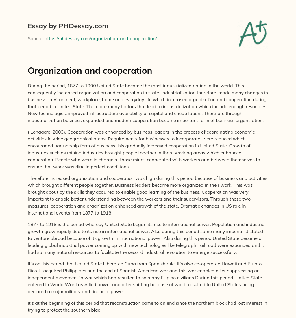 Organization and cooperation essay