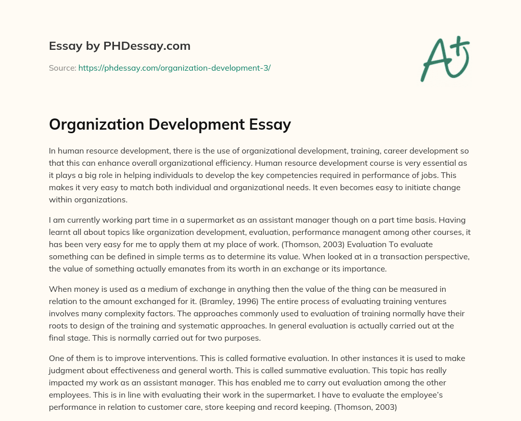 Organization Development Essay essay