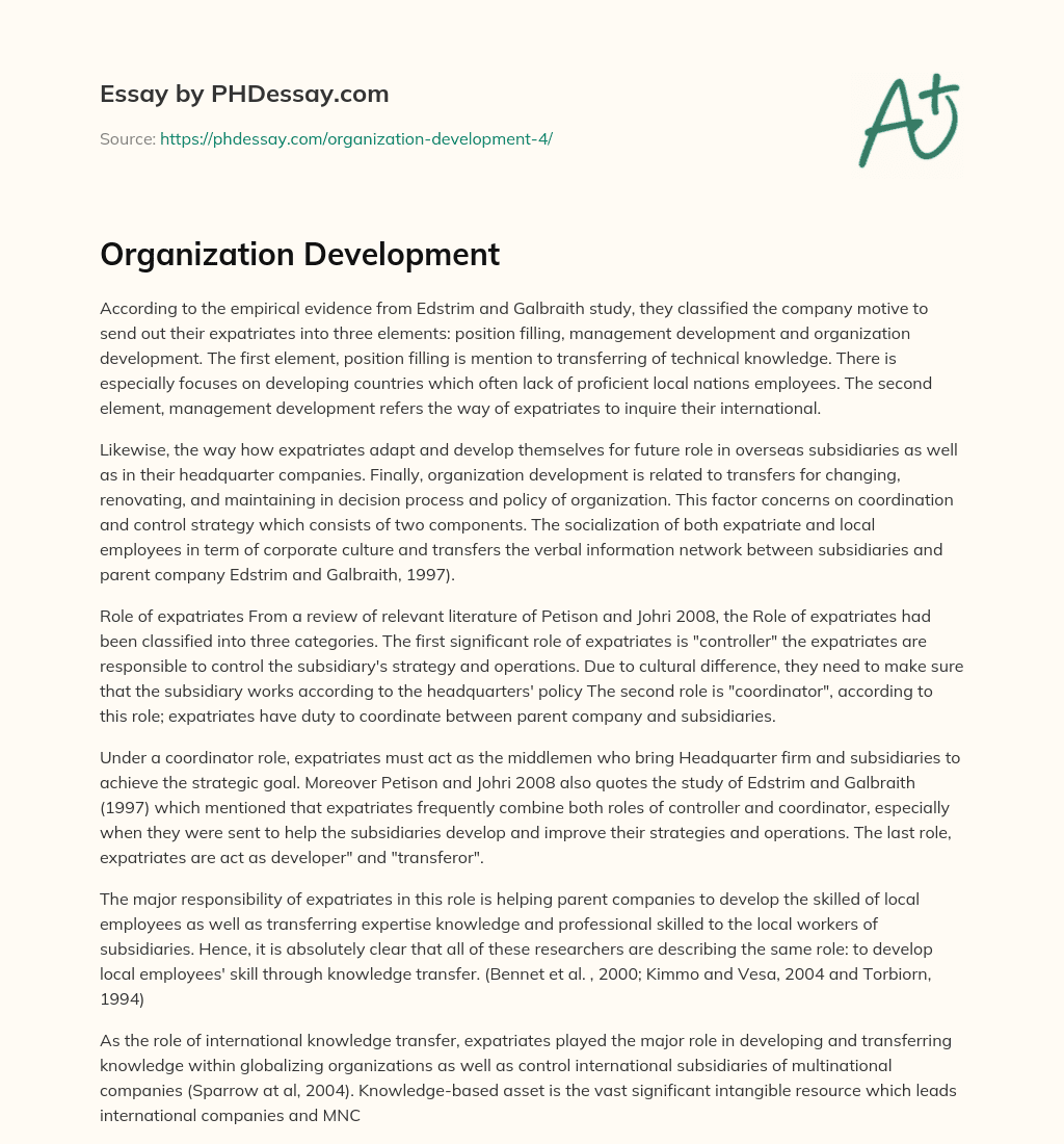 Organization Development essay