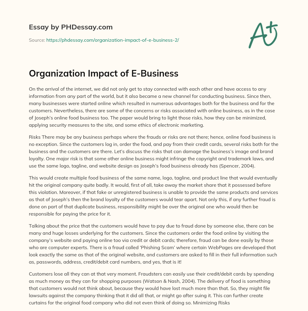 Organization Impact of E-Business essay