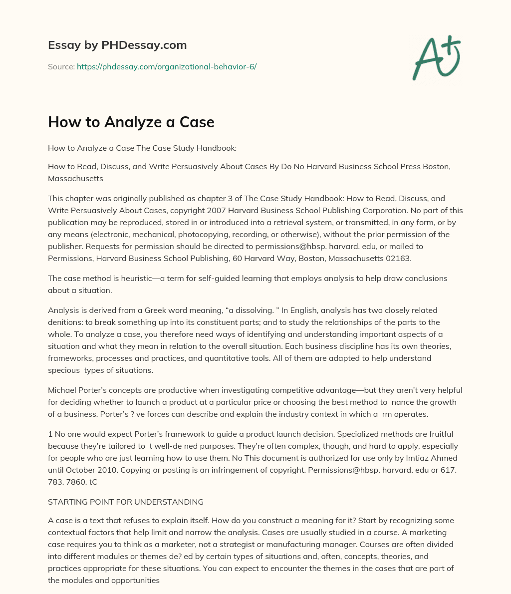 How to Analyze a Case essay