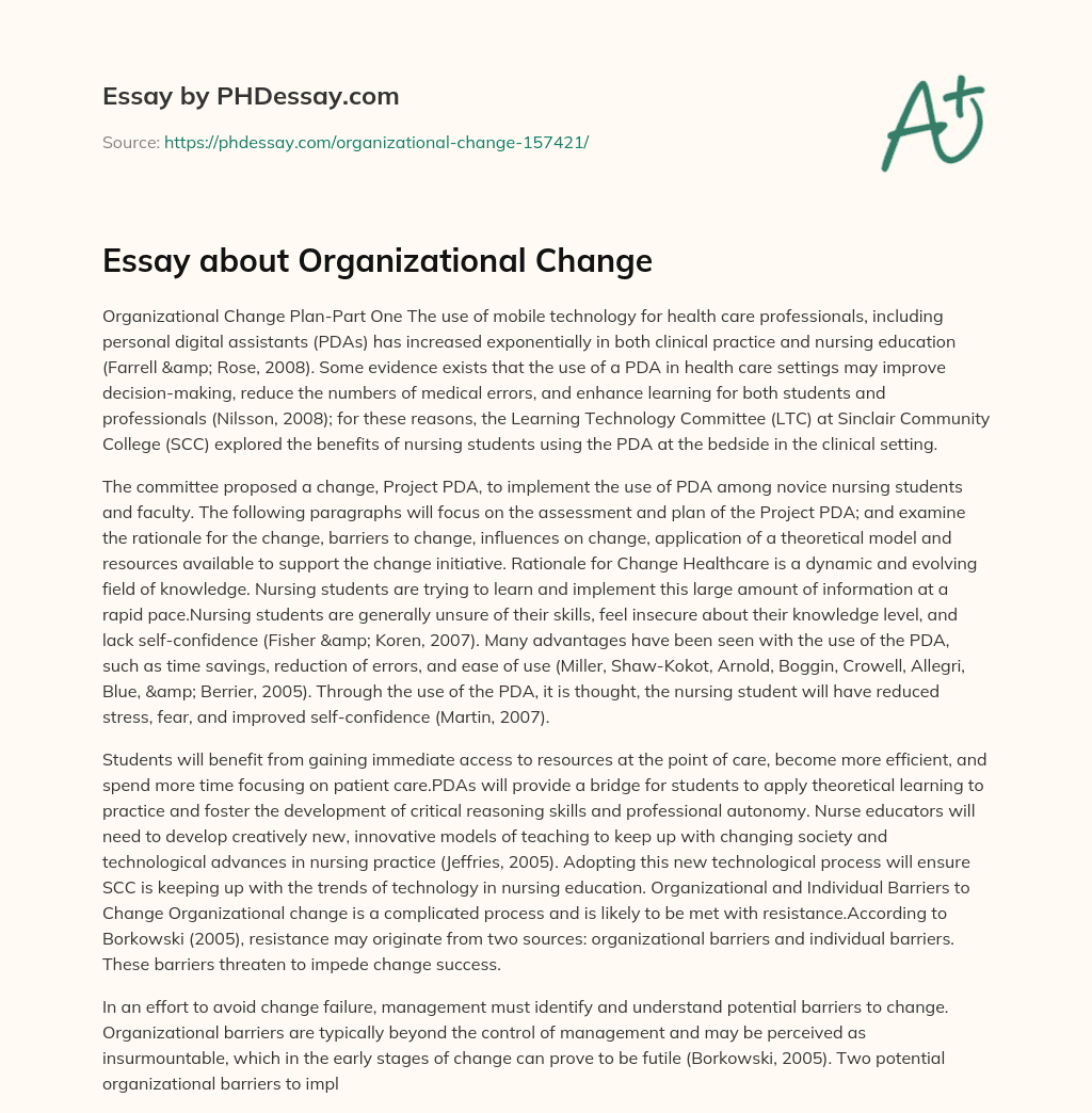Essay about Organizational Change essay