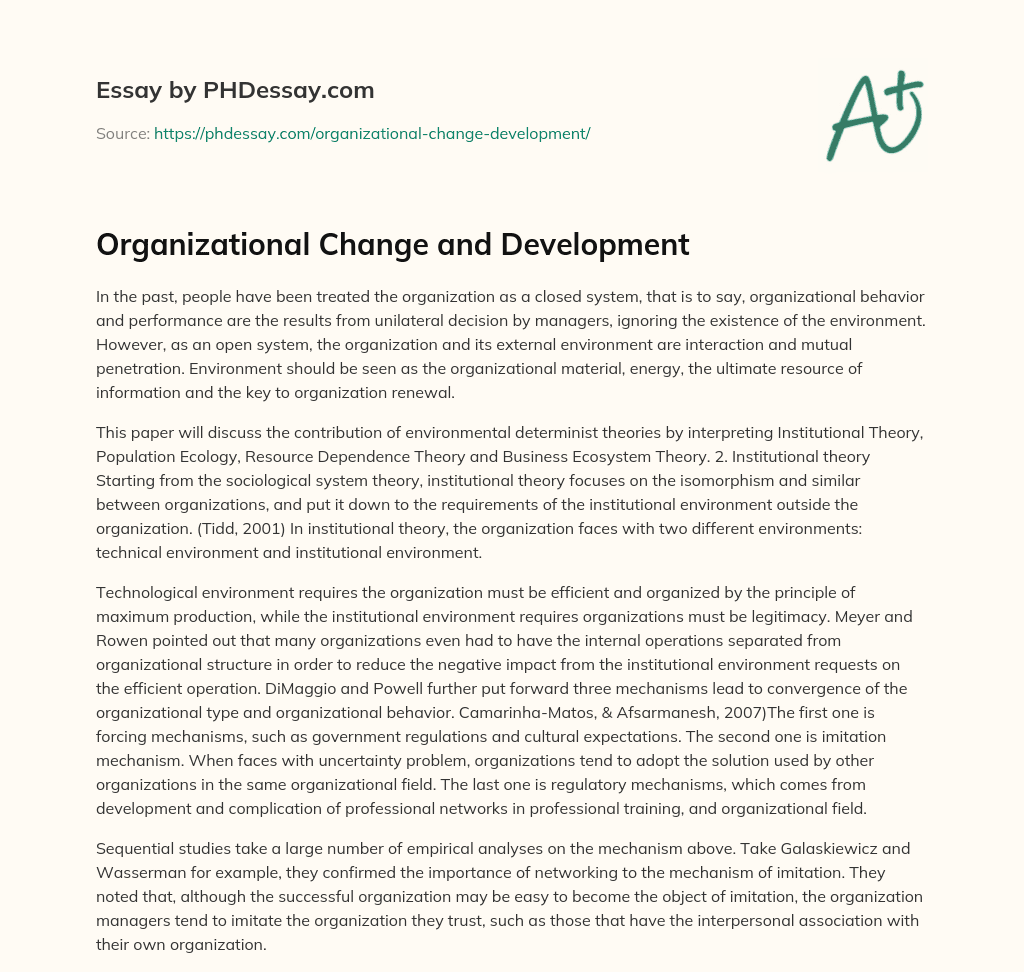 phd organizational development and change