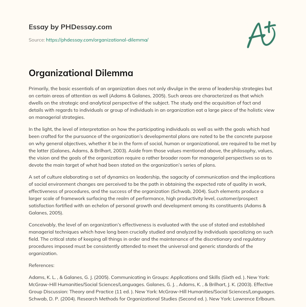 organizational dilemma essay