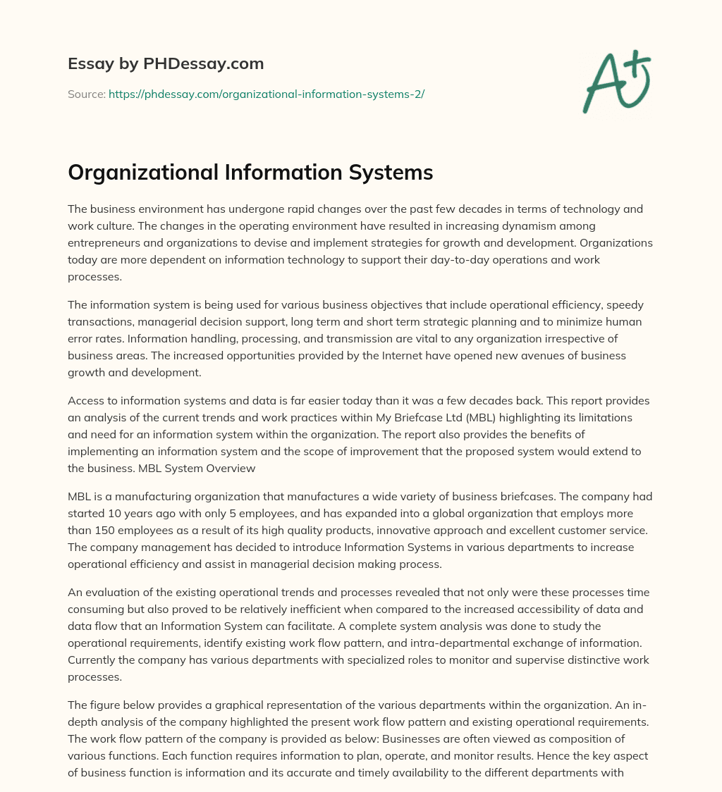 Organizational Information Systems essay