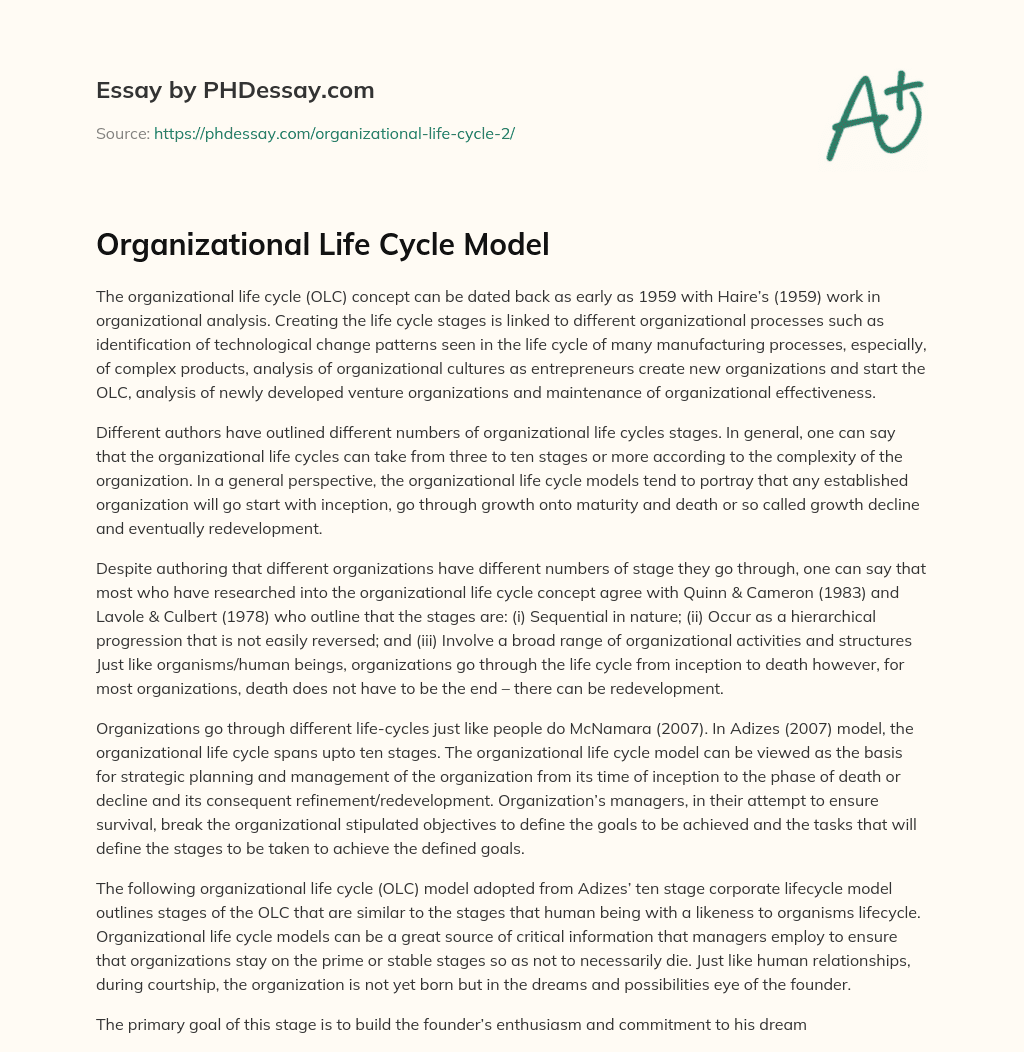 organizational life essay
