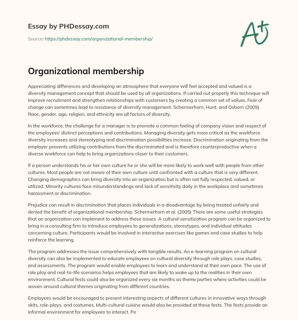 Organizational membership essay