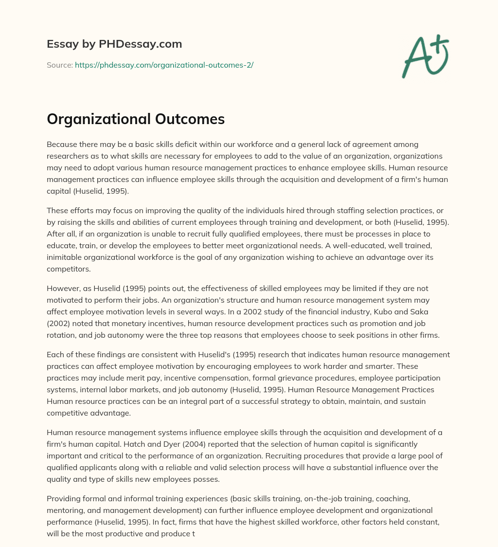 Organizational Outcomes essay