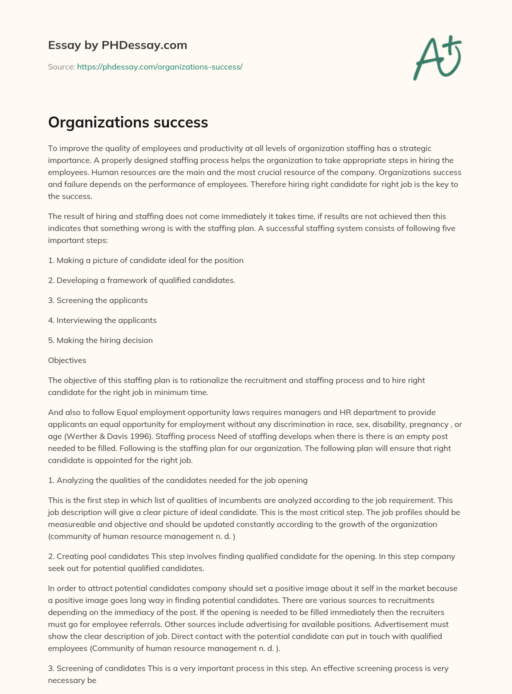 Organizations success essay