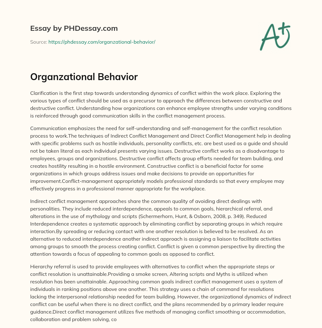 Organzational Behavior essay