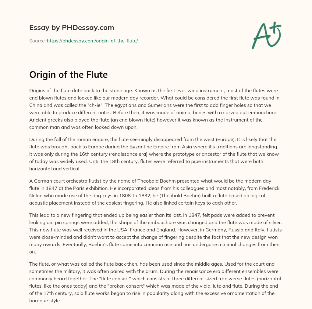 Origin of the Flute essay