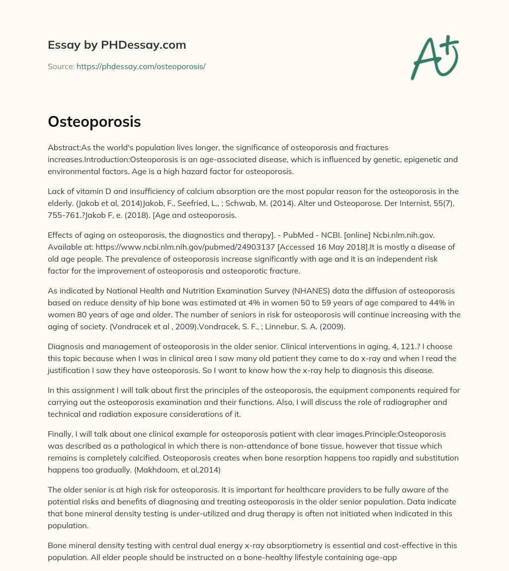 Osteoporosis essay