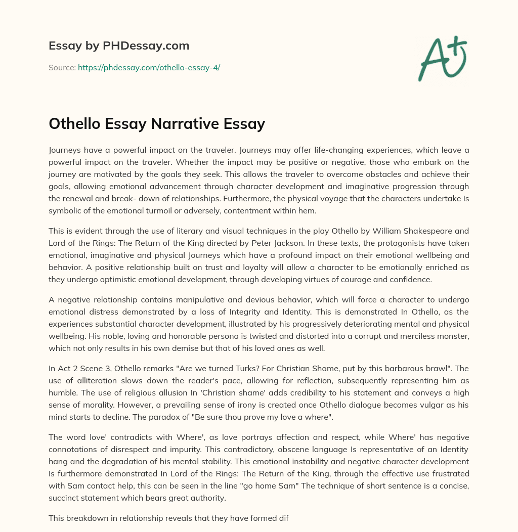 Othello Essay Narrative Essay essay