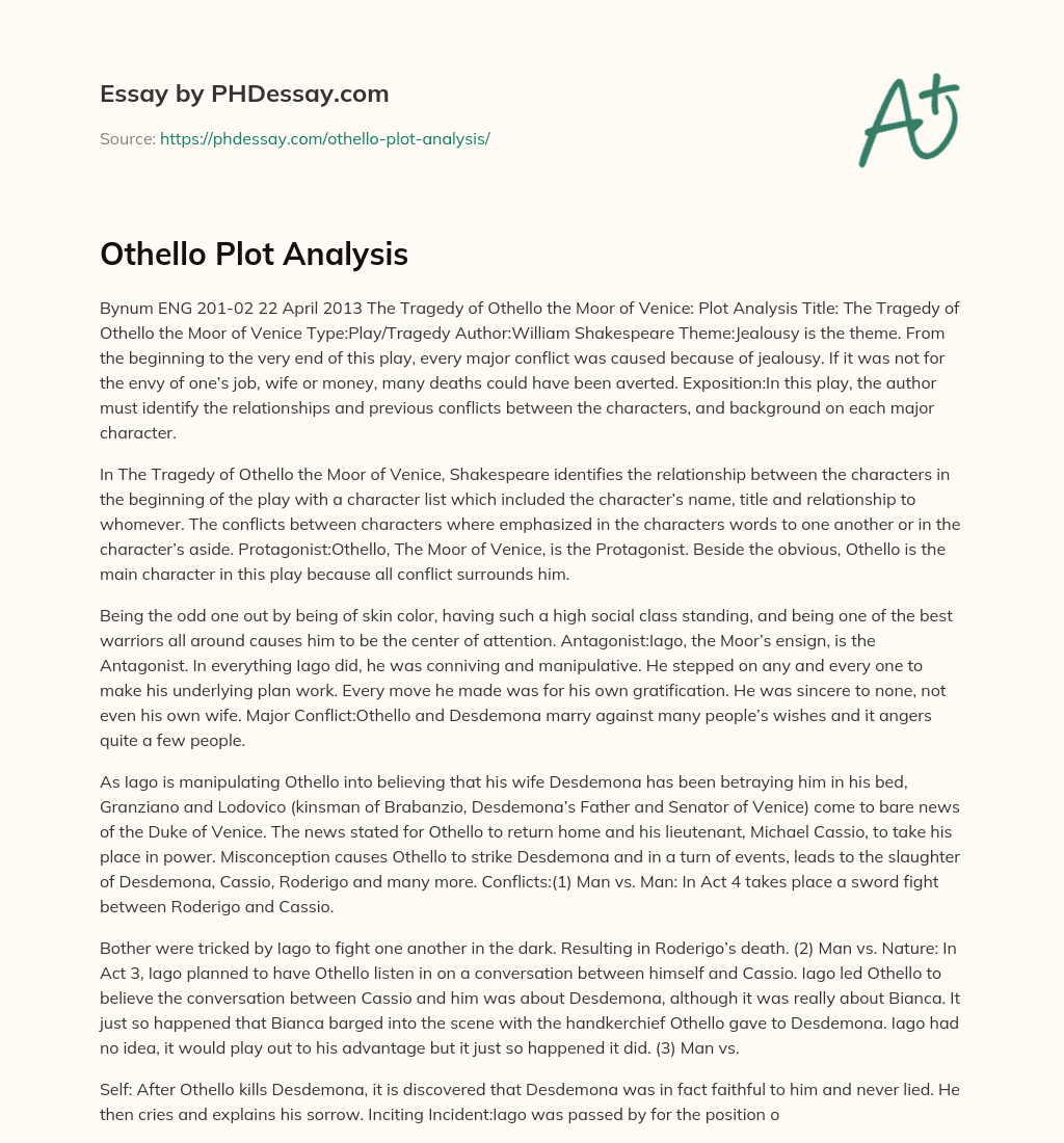 Othello Plot Analysis essay
