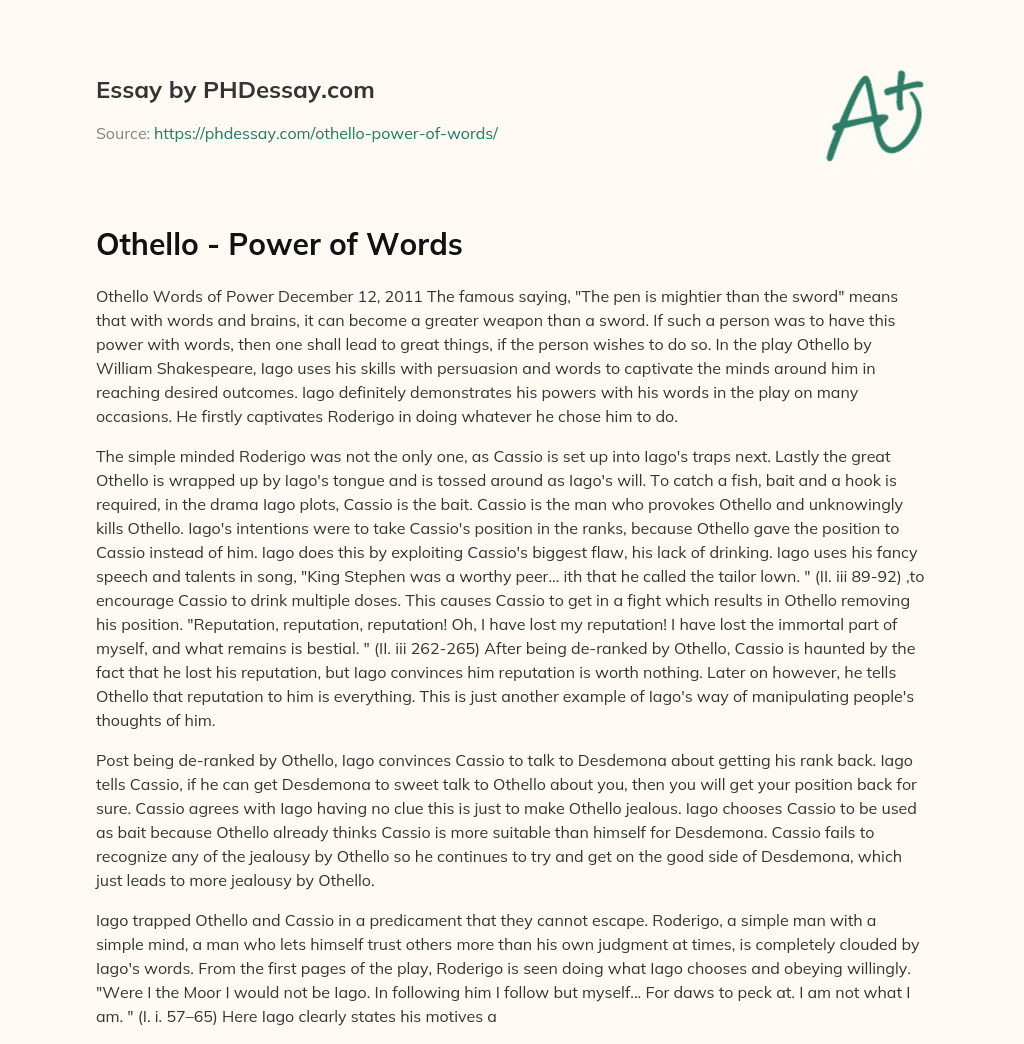 the power of words essay