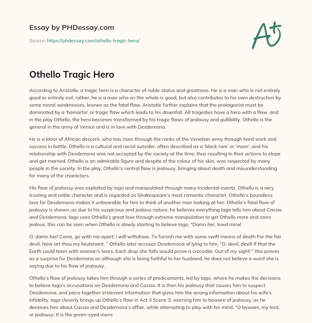 Othello Tragic Hero essay