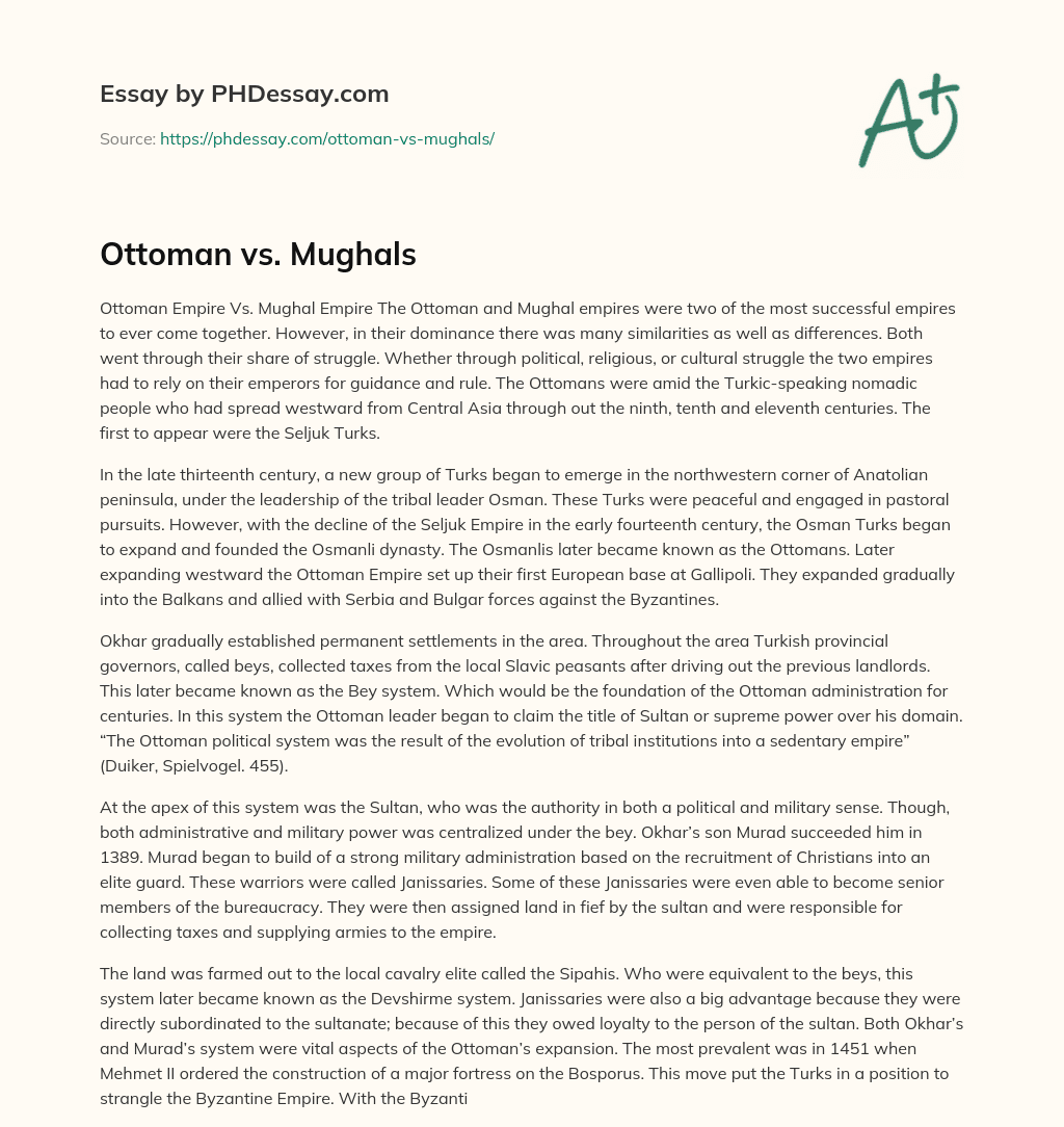 Ottoman vs. Mughals essay