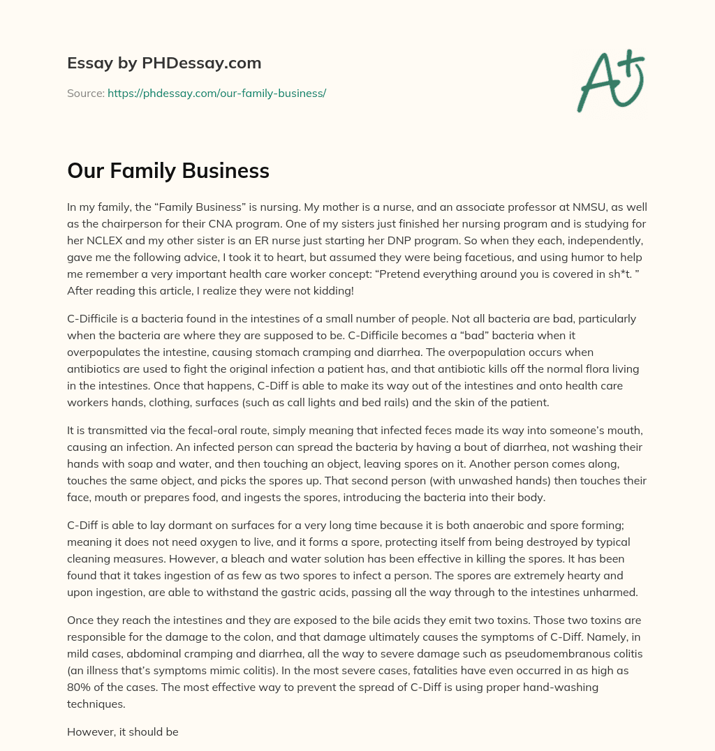 Our Family Business essay