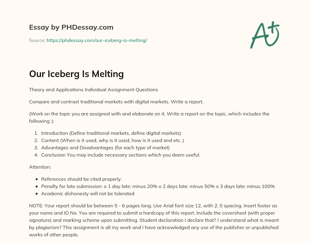 Our Iceberg Is Melting essay