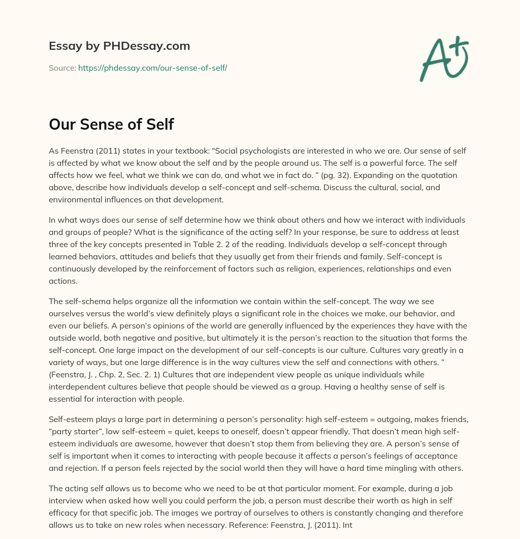 Our Sense of Self essay